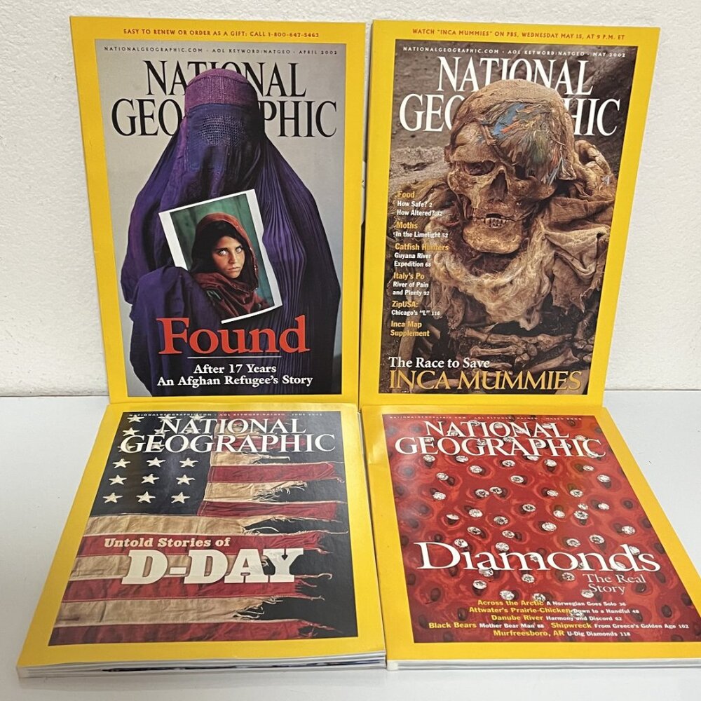 (4) NATIONAL GEOGRAPHICS MAGAZINES/Mar 2002-June 2002-Like New